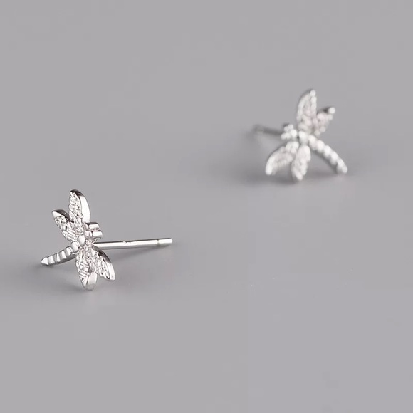 🛍 💯 925 Sterling Silver Dragonfly Stud Earrings - Picture 4 of 7